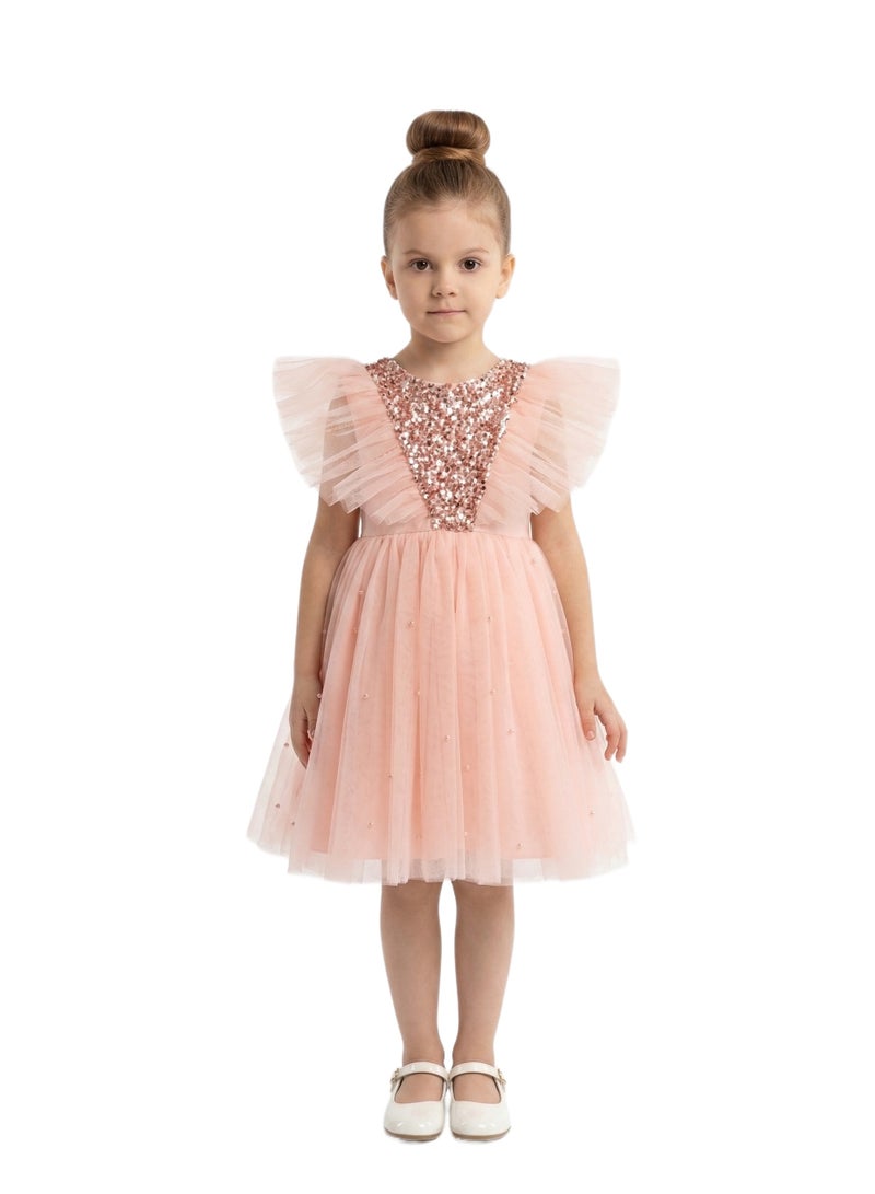 Bidani Sparkly Party Dress -  Pink - Image 1