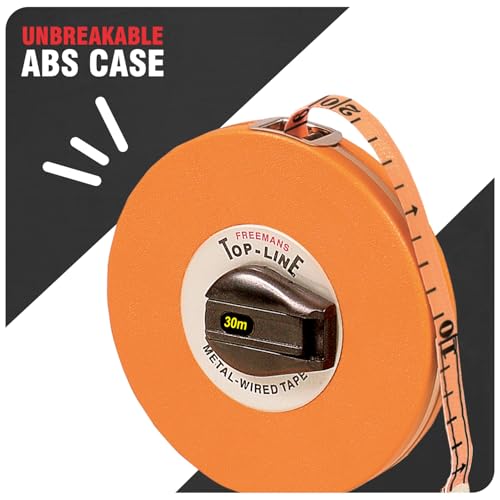 FREEMANS Top Line 30m:16mm Metal Wired Measuring Tape - 30m/100ft || Case Reinforced with Stainless Steel Band || Durable Winding Mechanism Handle and Stainless Steel Mouth with End Hook - Image 3