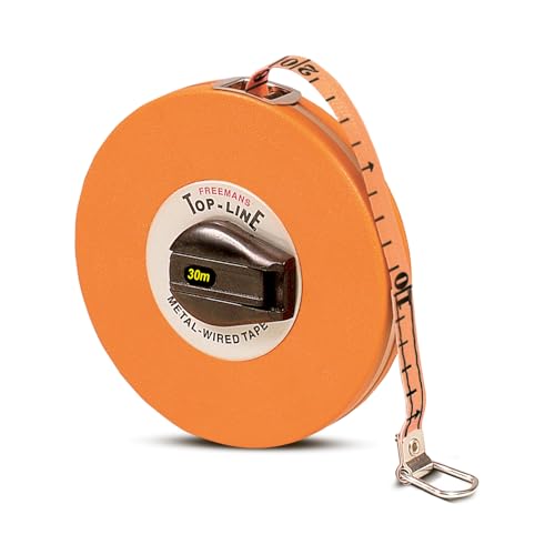 FREEMANS Top Line 30m:16mm Metal Wired Measuring Tape - 30m/100ft || Case Reinforced with Stainless Steel Band || Durable Winding Mechanism Handle and Stainless Steel Mouth with End Hook - Image 1