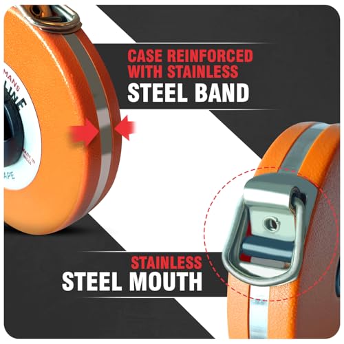 FREEMANS Top Line 30m:16mm Metal Wired Measuring Tape - 30m/100ft || Case Reinforced with Stainless Steel Band || Durable Winding Mechanism Handle and Stainless Steel Mouth with End Hook - Image 4