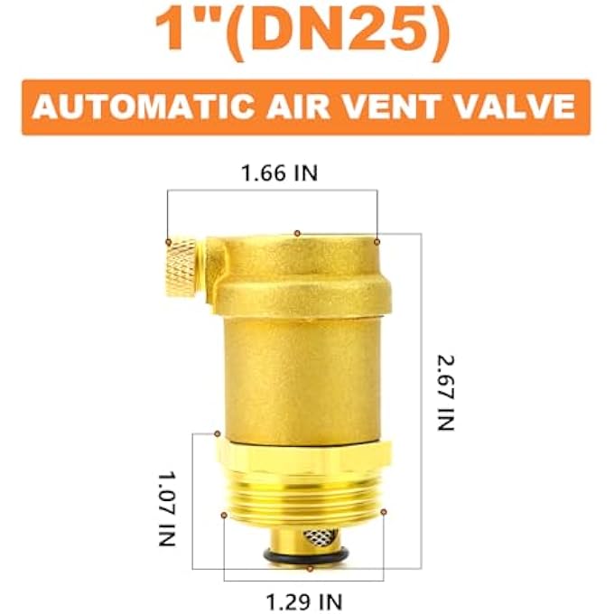 2PCS AUTOMATIC AIR VENT VALVE, 1" DN15, BRASS, GLOBE VALVE, FOR SOLAR WATER HEATER AND HVAC SYSTEM - Image 3