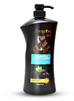 LINAROSE Shampoo & Conditioner 2 in 1 with Charcoal & mint Extract Detox the Hair  - 1000 ml 