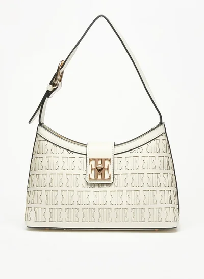 ELLE Elle Monogram Laser Cut Shoulder Bag with Zip Closure