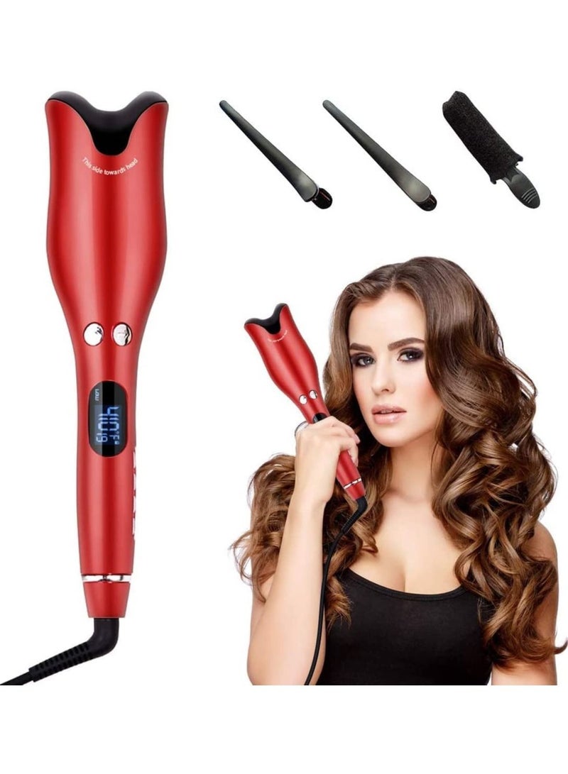 Auto Hair Curler, Automatic Curling Iron Wand with Dual Voltage, Adjustable 4 Temperature and 3 Timer, LCD Display, Fast Heating, Anti-Scald, Rotating Barrel Auto Shut-Off for Hair Styling - Image 1
