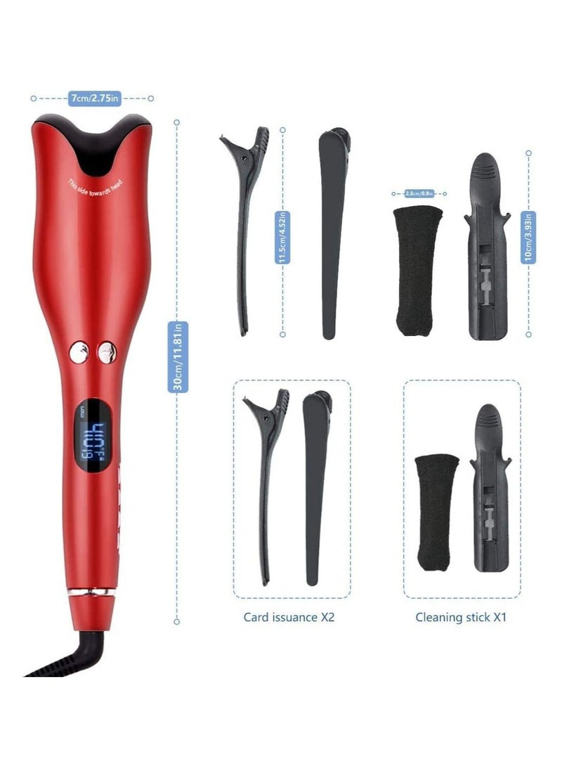 Auto Hair Curler, Automatic Curling Iron Wand with Dual Voltage, Adjustable 4 Temperature and 3 Timer, LCD Display, Fast Heating, Anti-Scald, Rotating Barrel Auto Shut-Off for Hair Styling - Image 4