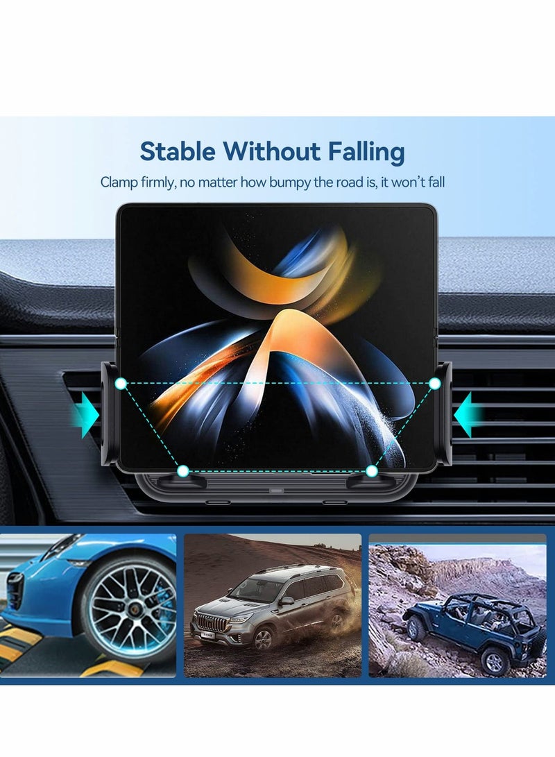 Excefore 15W Qi Wireless Car Charger Mount Holder for Samsung Galaxy Z Fold 4, Auto Clamping Fast Charge 4/Fold 3/Fold 2, Flip 4/Flip 3 5G,for iPhone 14 13 Pro Max - Image 4