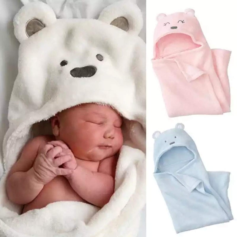 BRANDONN New Born Baby Wrapper, Blanket, Soft Towel for Baby Boys and Baby Girls, Fleece, White - Image 2