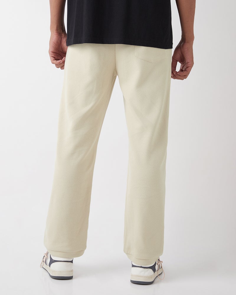bewakoof Men's Beige Textured Oversized Parachute Pants - Image 3
