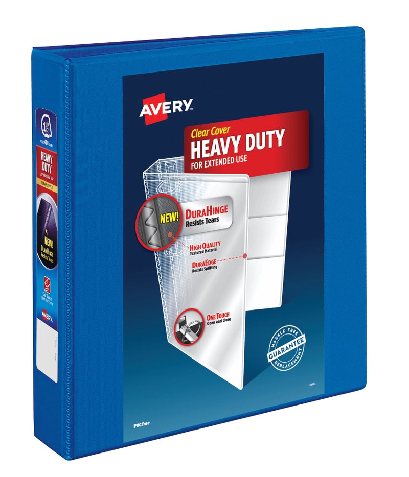 Avery Heavy Duty View 3 Ring Binder, 1.5" One Touch Slant Ring, Holds 8.5" x 11" Paper, 1 Pacific Blue Binder (79722) - Image 1