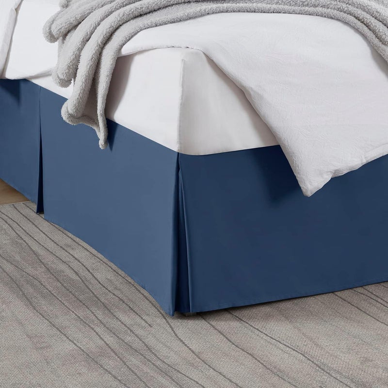 Nestl Navy Blue Bed Skirt King Size - King Bed Skirt 14 Inch Drop - Brushed Microfiber Bed Skirts - Hotel Quality Pleated Bed Skirt - Shrinkage & Fade Resistant - Image 1