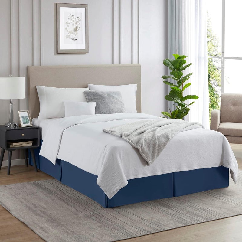 Nestl Navy Blue Bed Skirt King Size - King Bed Skirt 14 Inch Drop - Brushed Microfiber Bed Skirts - Hotel Quality Pleated Bed Skirt - Shrinkage & Fade Resistant - Image 4