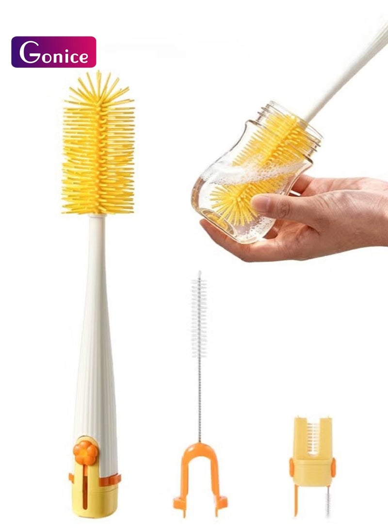 Gonice Baby Bottle Cleaning Brush Set, 5-in-1 Multi-Function Silicone Cleaning Brushes, including Silicone Bottle Brush, Straw Brush, U-Shaped Cup Brush, and Gap Brush, Portable Travel Bottle Cleaning Brushes - Image 1