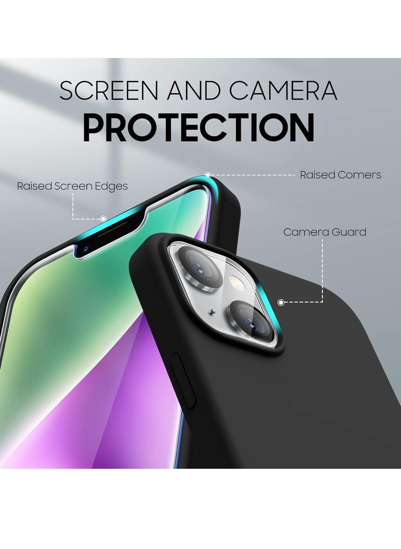 ELTRAZONE iPhone 14 Black Case - 5-in-1 Set with 2 Screen Protectors & 2 Camera Lens Protectors, Liquid Silicone Full Body Protection, Shockproof (6.1 Inch) - Image 2