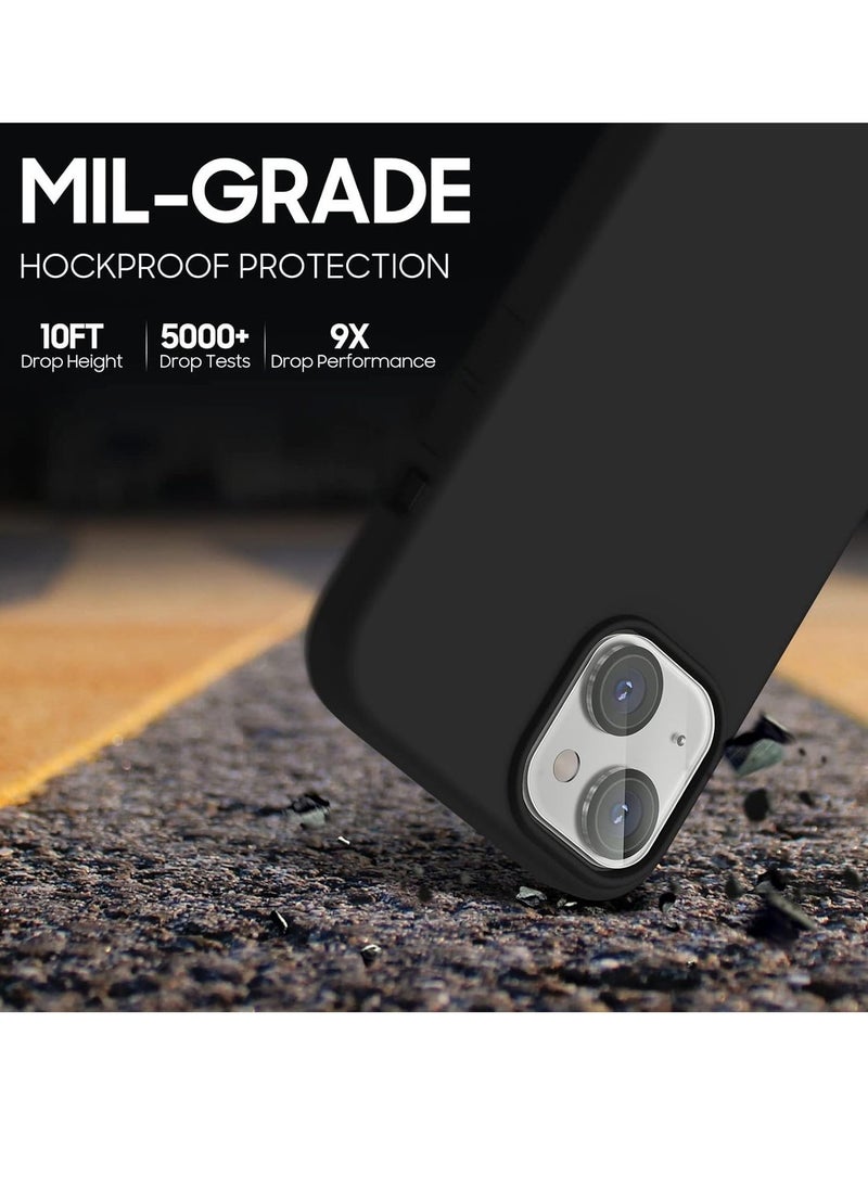 ELTRAZONE iPhone 14 Black Case - 5-in-1 Set with 2 Screen Protectors & 2 Camera Lens Protectors, Liquid Silicone Full Body Protection, Shockproof (6.1 Inch) - Image 3