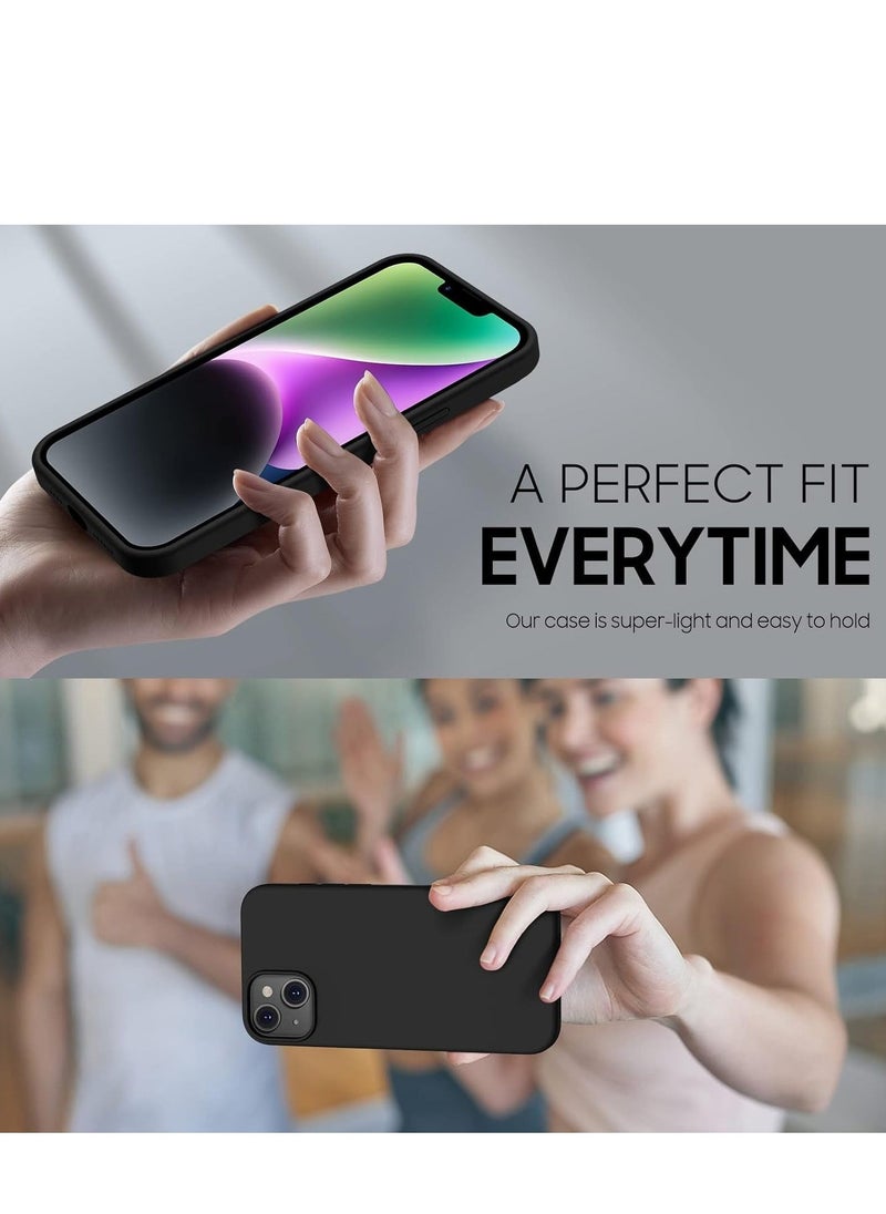 ELTRAZONE iPhone 14 Black Case - 5-in-1 Set with 2 Screen Protectors & 2 Camera Lens Protectors, Liquid Silicone Full Body Protection, Shockproof (6.1 Inch) - Image 4