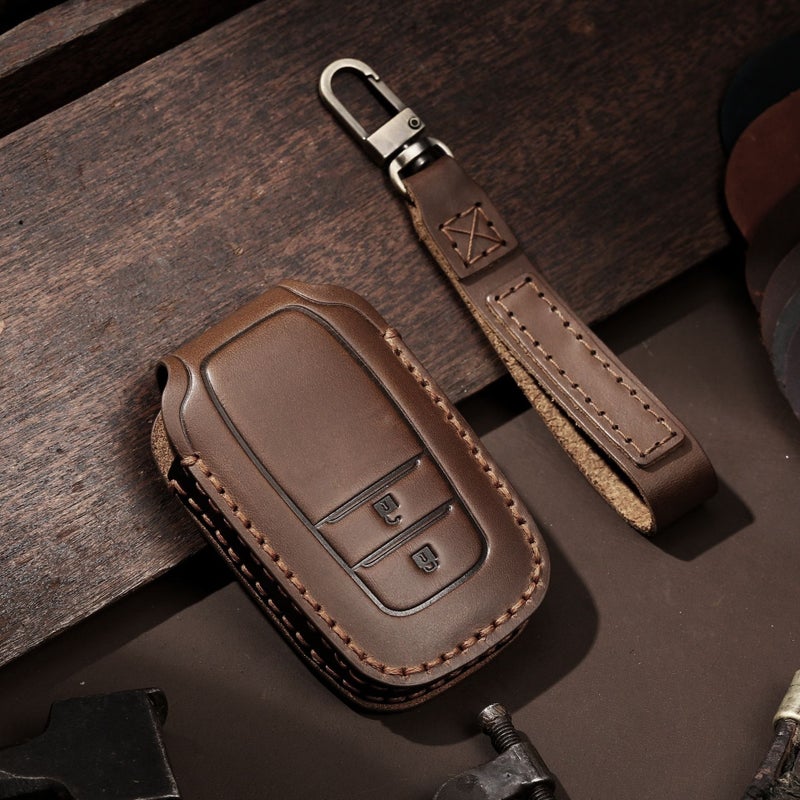Handmade Genuine Leather Key Case for Toyota Camry Highlander RAV4 Crown Avalon Wildlander - 26 Models  Compatible