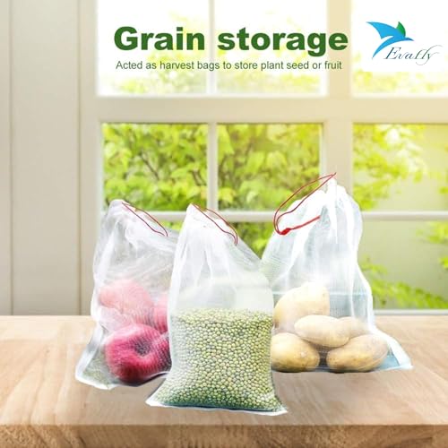Evafly Fruit Protection Bags |Size : 13x9 cm|Pack Of 6 |Reusable Mesh Net with Drawstring |Breathable, UV-Resistant & Eco-Friendly |Insect & Pest Cover for Fruits, Vegetables, Garden & Farm - Image 3