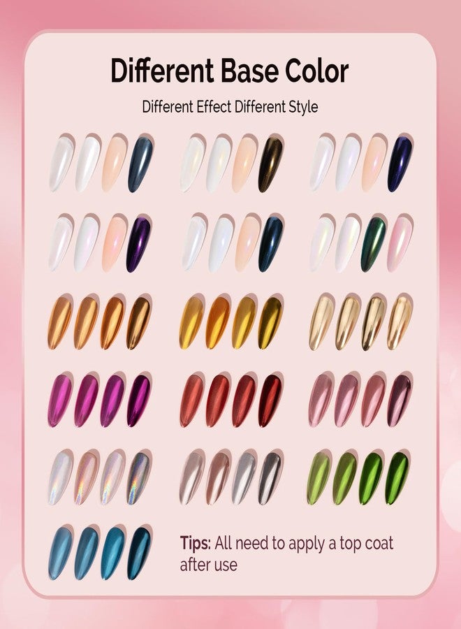 MelodySusie 16Pcs Chrome Nail Powder for Gel Nails,Metallic Mirror Effect Pigment Stylish and Technological Fine Glitter for Home DIY Salon Use - Image 4