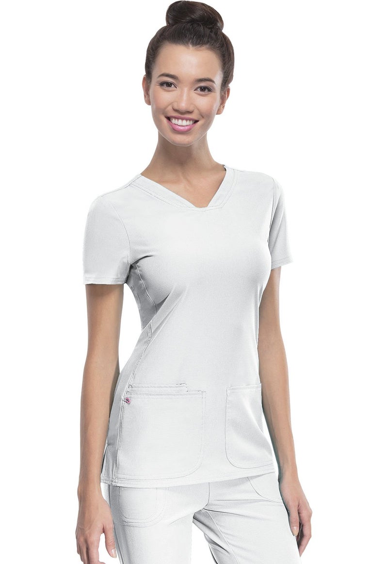HeartSoul Women's Pitter-Pat V-Neck Scrubs Shirt, White, Small - Image 4