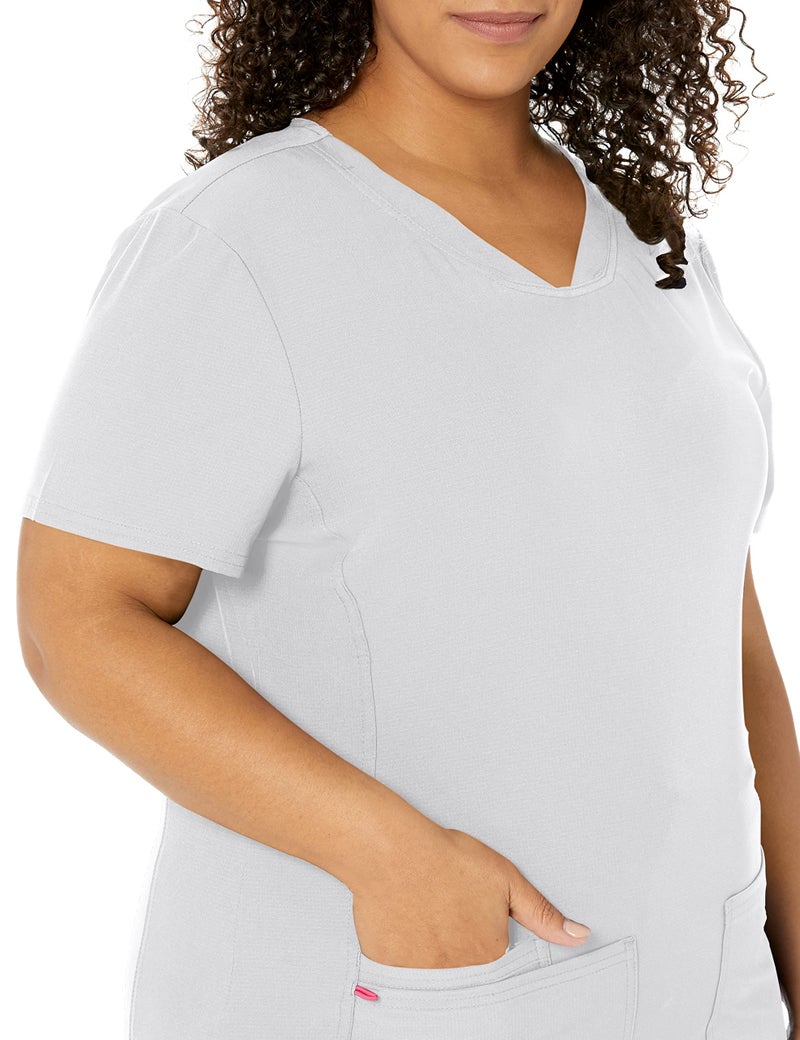 HeartSoul Women's Pitter-Pat V-Neck Scrubs Shirt, White, Small - Image 3