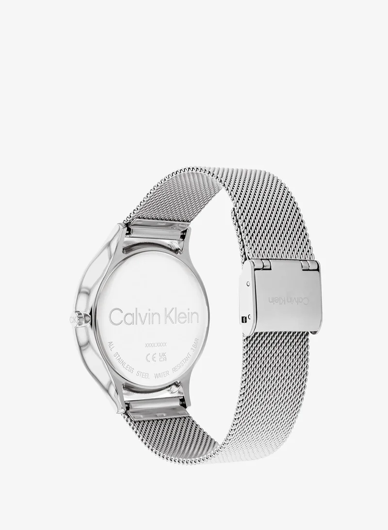 Calvin Klein  38Mm Collection Analog Quartz Watch Timeless Mesh For Women With Silver Stainless Steel Mesh Bracelet - 25200001 for Men | Best Price UAE
