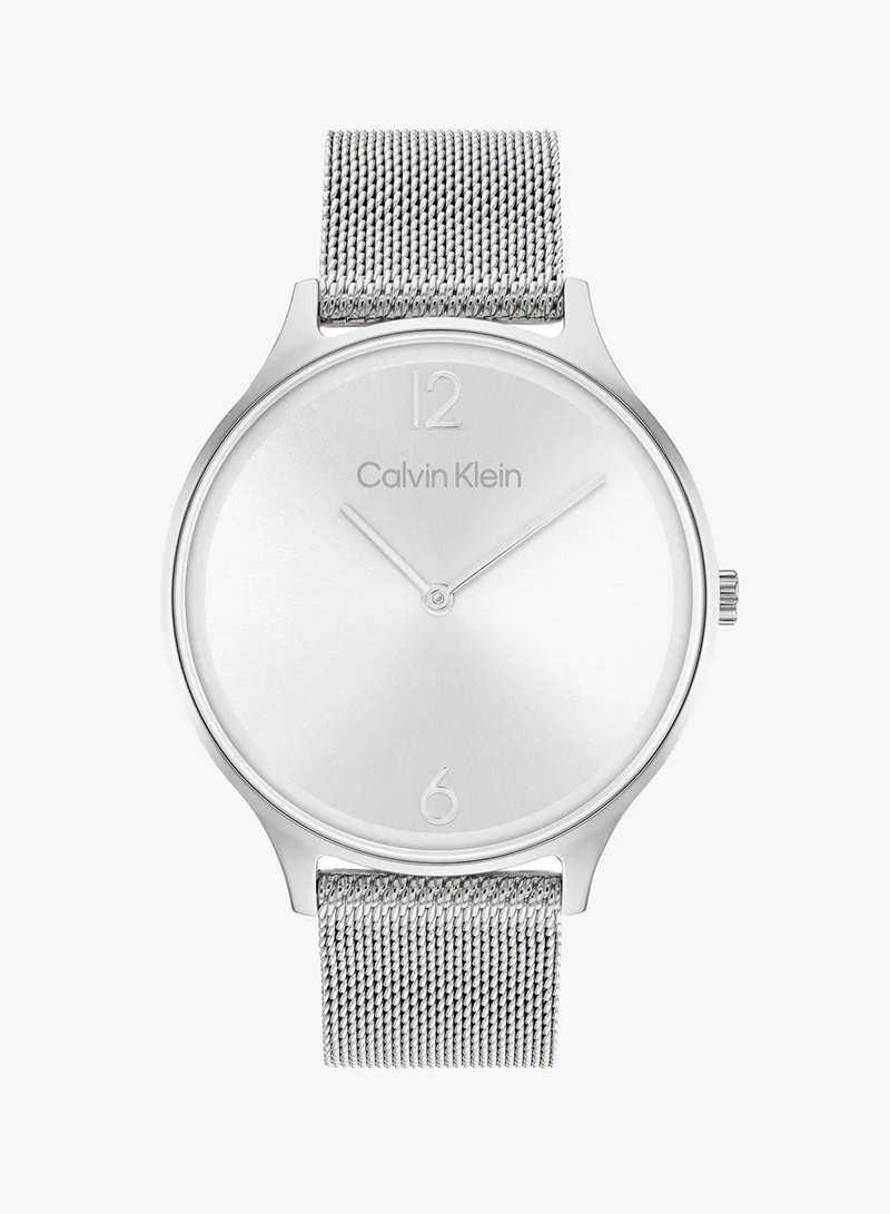 Calvin Klein 38Mm Collection Analog Quartz Watch Timeless Mesh For Women With Silver Stainless Steel Mesh Bracelet - 25200001