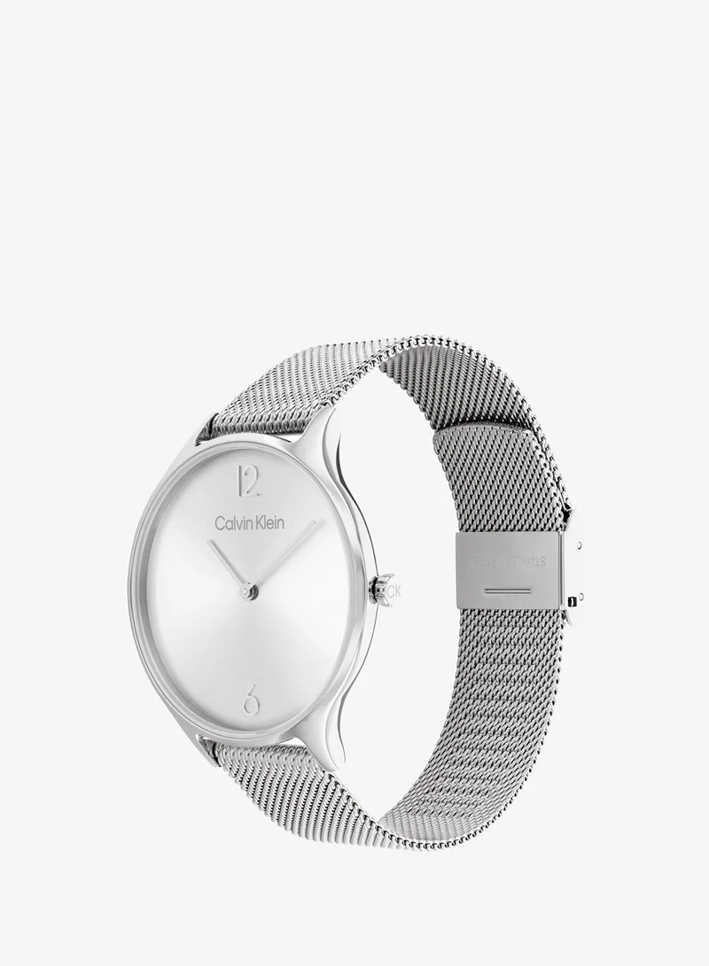 Calvin Klein 38Mm Collection Analog Quartz Watch Timeless Mesh For Women With Silver Stainless Steel Mesh Bracelet - 25200001