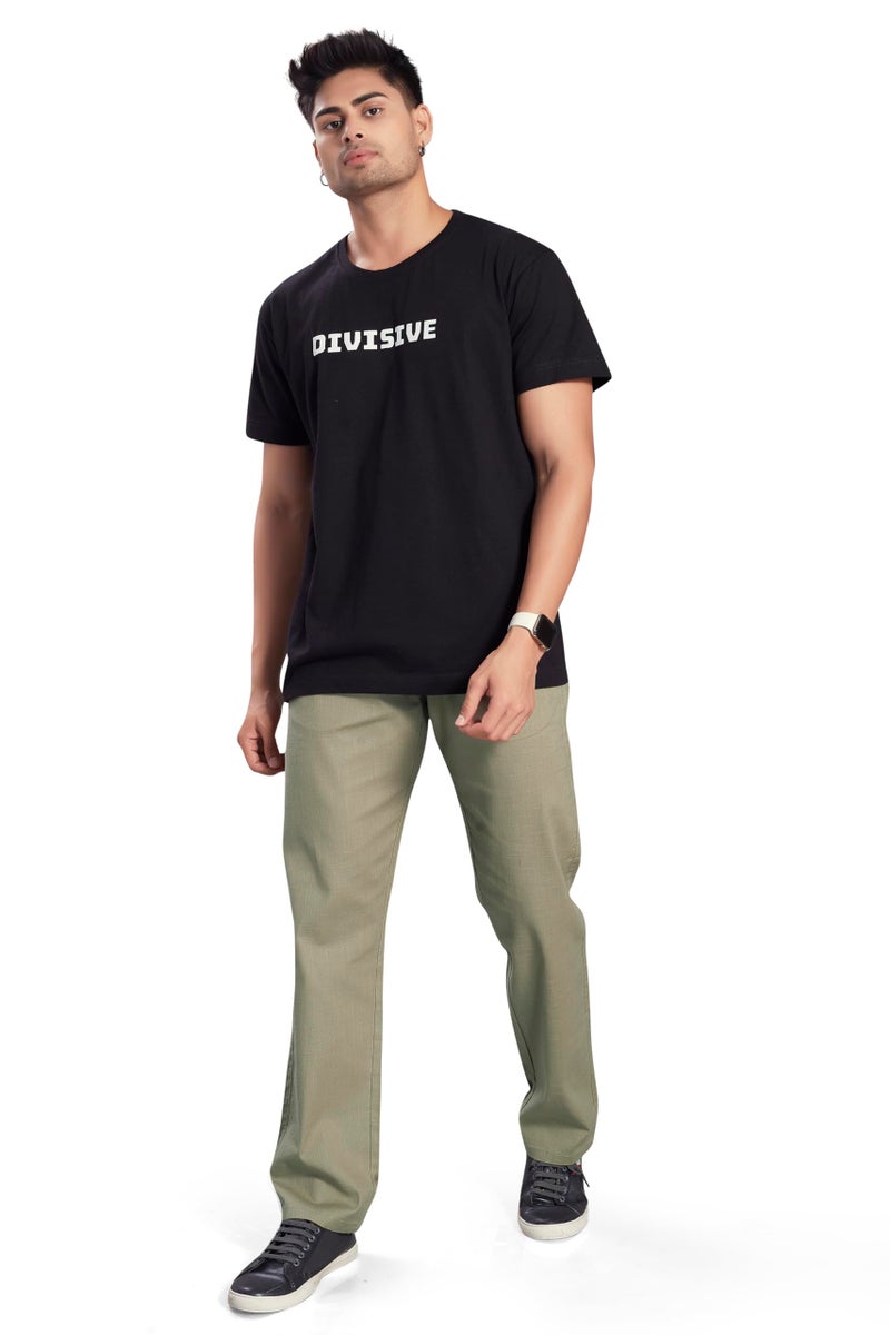 DIVISIVE Men's Relaxed Fit Cotton Linen Blend Trousers (DPT74_32_Olive) - Image 2