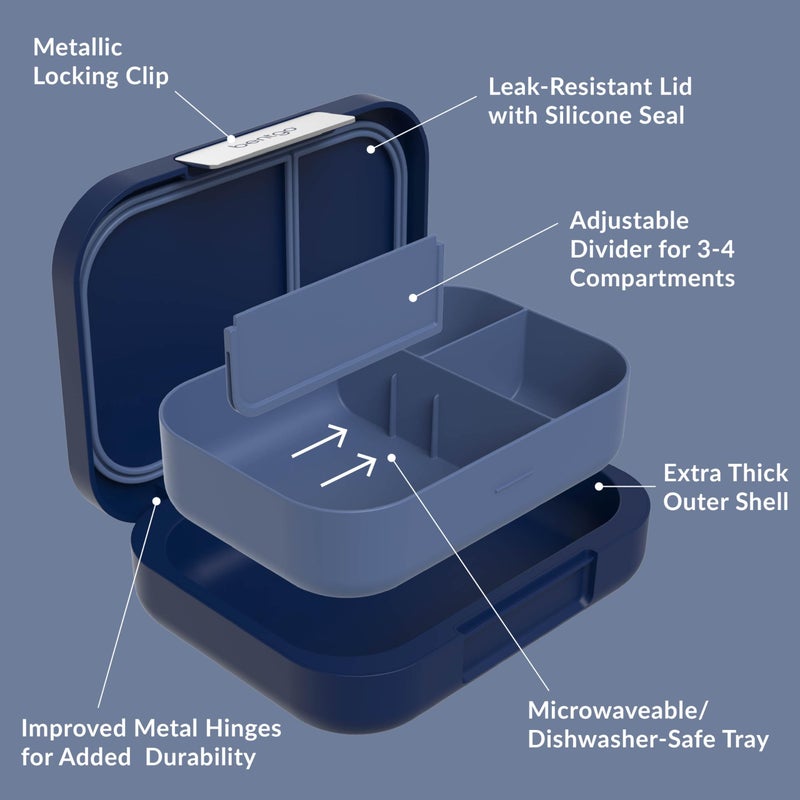 Bentgo Modern - Adult & Teen Bento Lunch Box; 3-4 Compartments, Leak-Resistant, 5.5 Cup Capacity/44 fl oz, Improved Locking Clips, Reusable, BPA-Free, Dishwasher/Microwave Safe Tray (Navy) - Image 5