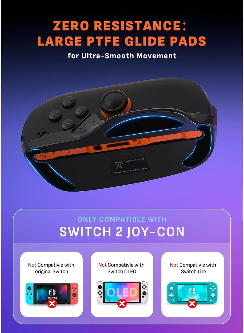 Mouse Grip for Nintendo Switch 2 Joy-Con, 2 Pack Ergonomic Controller Grip Holder with PTFE Glide Pads, Quick-Snap Install, Lightweight Portable Stand for Joy-Con Accessories (Black) - Image 2