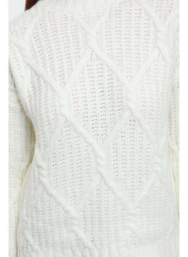trendyol Ecru Wide Pattern Soft Texture Knitwear Sweater TWOAW23KZ01373 - Image 4