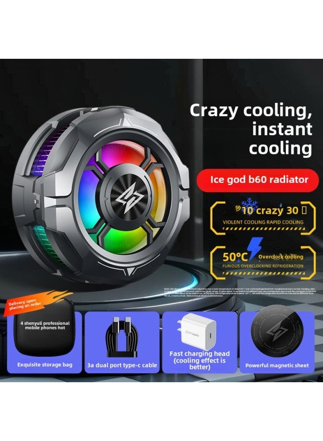 [True Icing] Magnetic Mobile Phone Radiator Cooling Artifact Semiconductor Refrigeration Live Special Back Clip Mute Wind-Color:Samurai Black [magnetic Style + Pd Fast Charging Head] Top Match ~ Recommended By Anchor ~ 80% User Choice●Free Storage Bag + Finger Cot  - Image 1