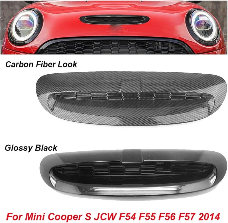 مجموعة واحدة متوافقة مع ميني كوبر S JCW F54 F55 F56 F57 2014-UP ABS أسود لامع غطاء مخرج الهواء الأمامي لغطاء المحرك (مظهر ألياف الكربون) - Image 3