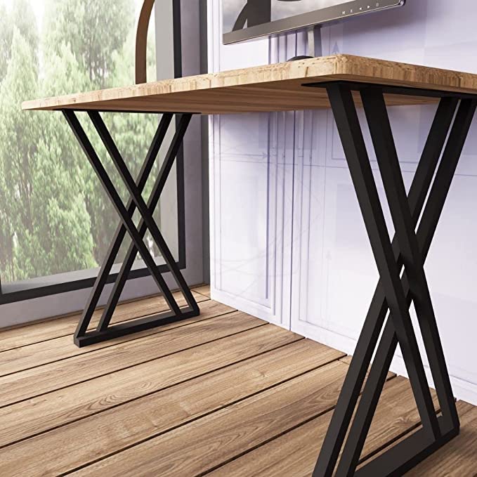 DECORILA Metal Legs for Table fruniture Heavy Duty Square Tube Iron Desk Legs 28 Height 18 Wide Industrial Furniture Legs for Home Office fruniture Legs X Shape Pack of 2 only Legs - Image 5