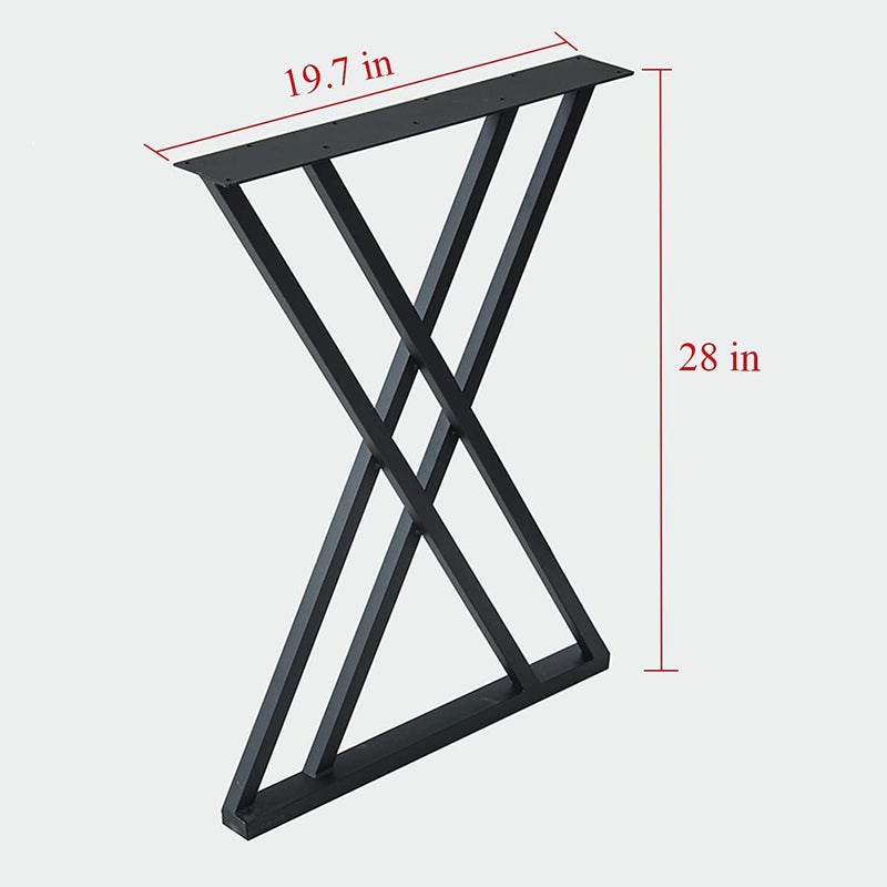 DECORILA Metal Legs for Table fruniture Heavy Duty Square Tube Iron Desk Legs 28 Height 18 Wide Industrial Furniture Legs for Home Office fruniture Legs X Shape Pack of 2 only Legs - Image 3