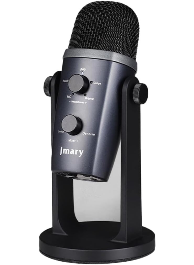 جيه ماري USB & Bluetooth Podcast Microphone for PC & Laptop – Condenser Mic with 4 Sound Modes, Mute Button, Gain Control, Type-C, Zero-Latency Monitoring, Cardioid Pickup, 330° Adjustable Stand for Streaming, Gaming, Podcasting, Voiceovers - Image 2
