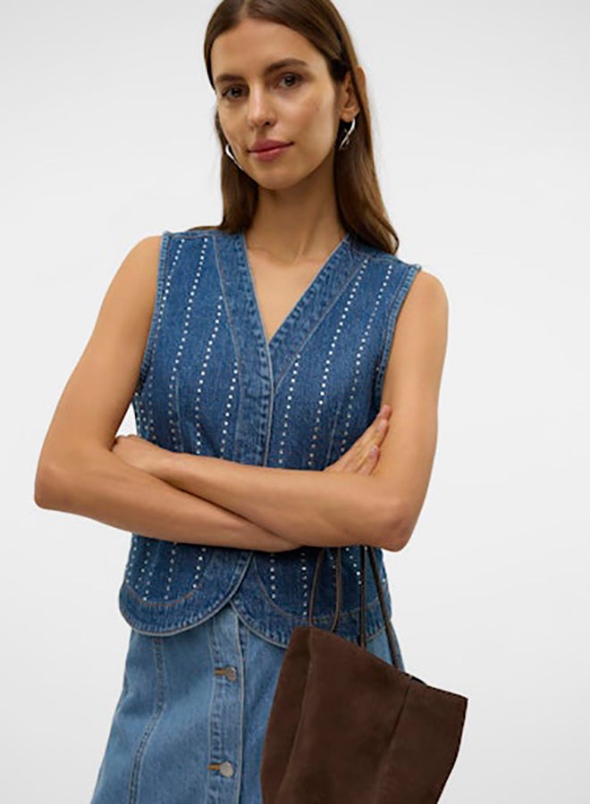 VERO MODA Vmcarley Sl Rhinestone Vest Ra360 - Image 3