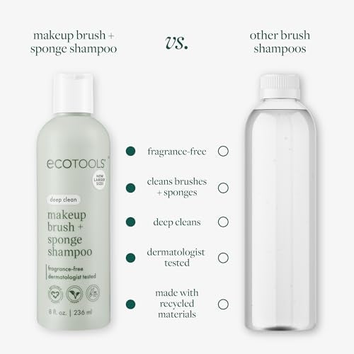 EcoTools XL Makeup Brush + Sponge Shampoo, Removes Makeup, Dirt, & Impurities From Makeup Brushes & Makeup Blending Sponges, Fragrance-Free, Vegan, & Cruelty-Free 16 fl. oz./473 ml, 1 Count, Clear - Image 4