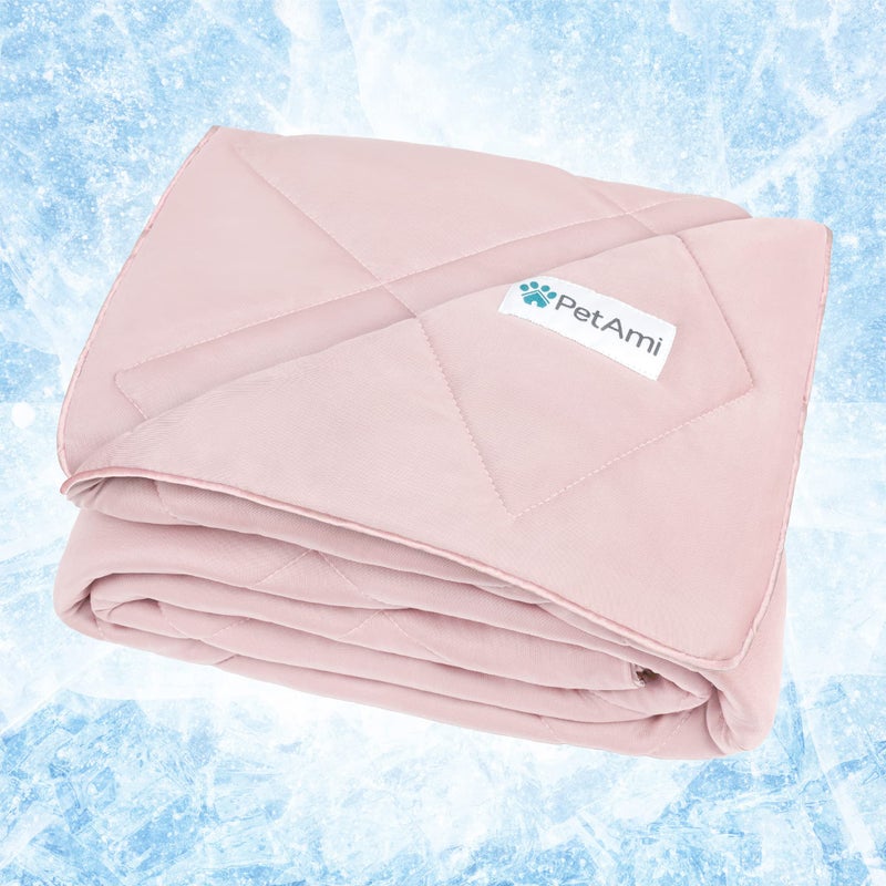 PetAmi Premium Cooling Dog Blanket Lightweight Fluffy Pet Throw Blanket Bed Cover for Dogs Cat Puppies Pet Blanket Furniture Protector Couch Sofa Reversible Fuzzy Cozy 40x60 Pink