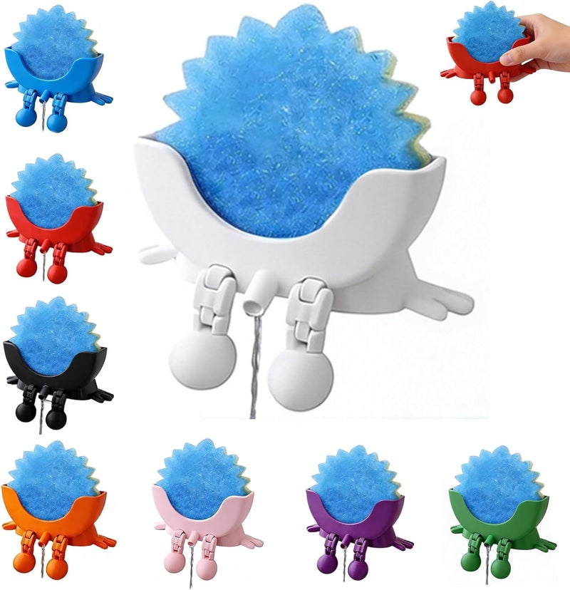 TORVINIS Cute Hanging Sponge Holder with Drainage, Peeing Scrub Sponge Holder, Ponge Holder for Kitchen Sink, Funny Sponge Stand for Kitchen Sink, 3D Printing Countertop Sponge Holders (A) - Image 1