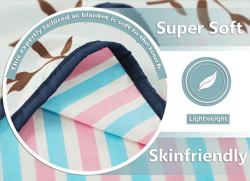 BSB بطانية سرير مفرد قابلة للعكس من BSB HOME قطن نقي 120 GSM خفيفة الوزن مطبوعة/دوهر/دوهر صديقة للبشرة - 152 x 230 سم - أزرق مائي ووردي - Image 2