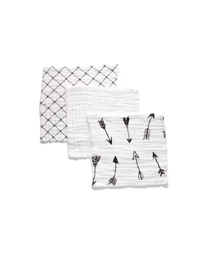 Anvi Baby Muslin Face and Burp Cloth 100% Organic Cotton Set of 3 Keen Arrows