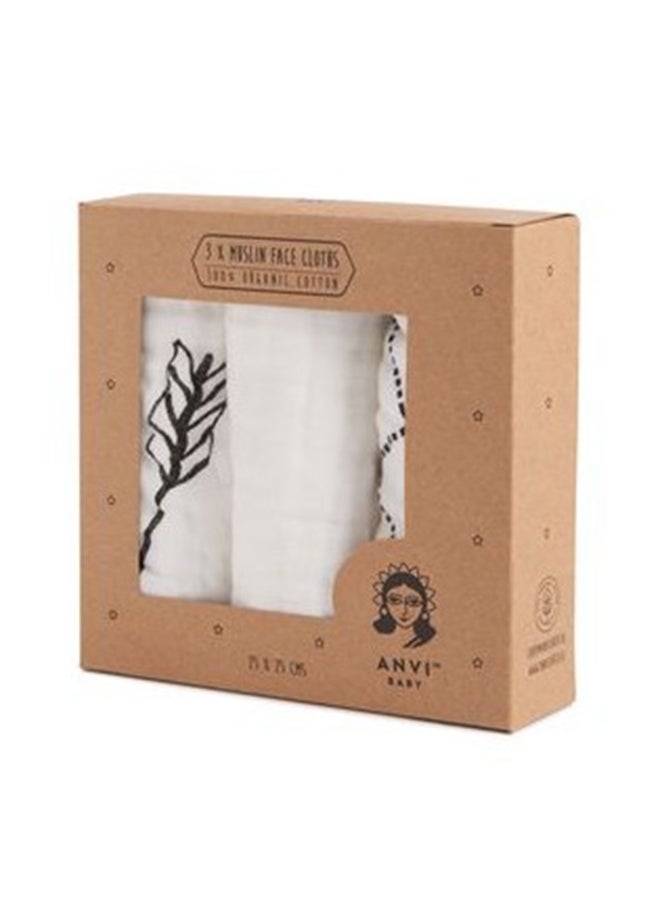 Anvi Baby Muslin Face and Burp Cloth 100% Organic Cotton Set of 3 Keen Arrows  - Image 2