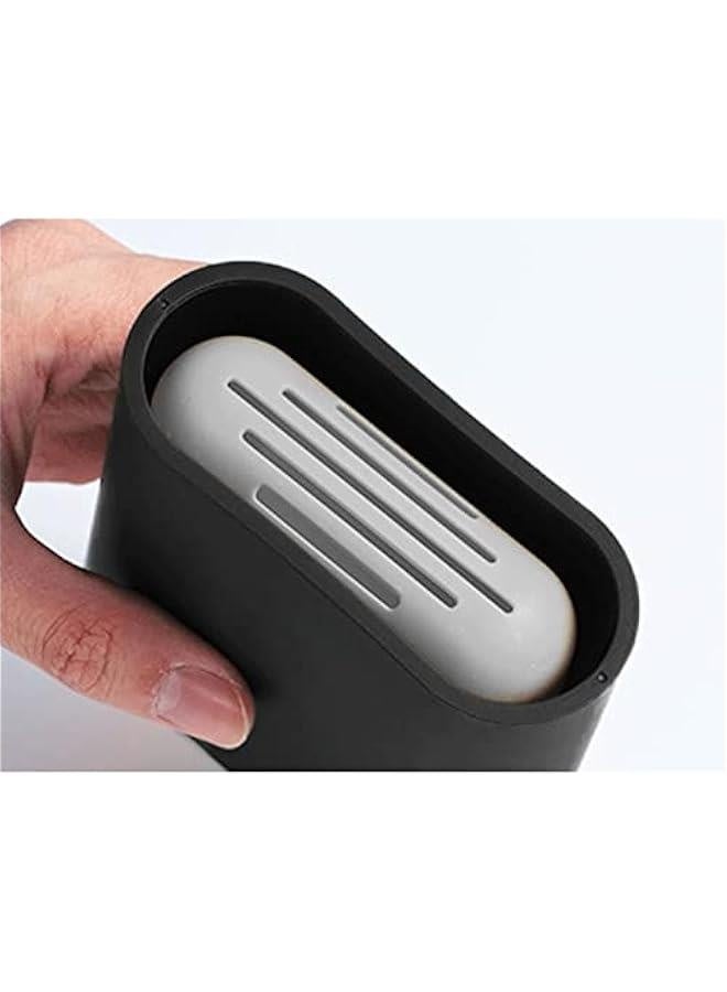 مجموعة فرشاة مرحاض سيليكون مزدوجة مع حامل، فرش لتنظيف المرحاض مع حامل، لون أسود - Image 4