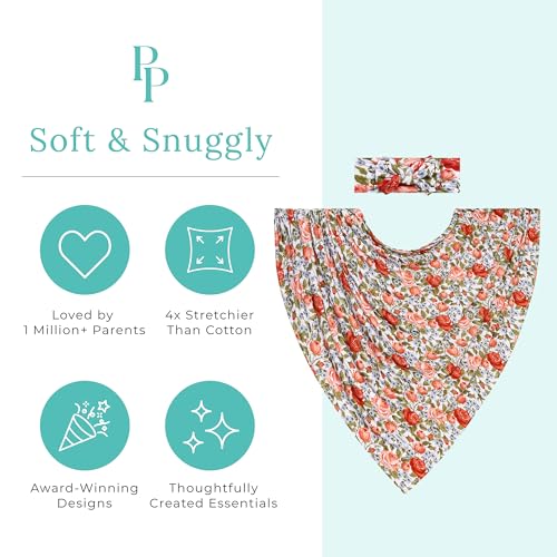 Posh Peanut Swaddle Blanket + Headband Set - Soft Newborn Swaddle Doubles As a Stroller, Receiving Blanket, and Nursing Cover - Matching Baby Swaddles & Headbands for Everyday - Image 3
