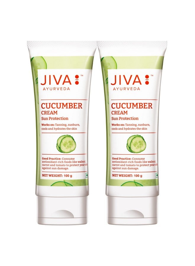 Jiva Cucumber Cream 100gm | 100% Pure & Natural | Cools & Hydrates The Skin, Prevents Tanning & Sunburn | Natural Sunscreen With SPF 30 | Protects From UV Rays And Sun Tanning (Pack of 2) - Image 1