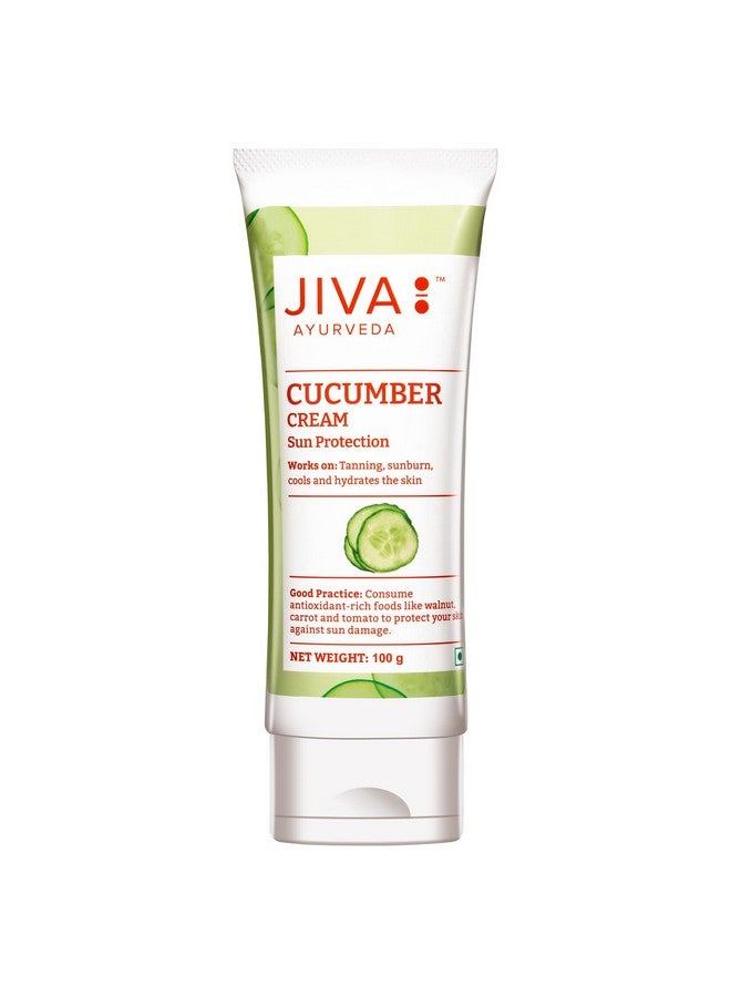 Jiva Cucumber Cream 100gm | 100% Pure & Natural | Cools & Hydrates The Skin, Prevents Tanning & Sunburn | Natural Sunscreen With SPF 30 | Protects From UV Rays And Sun Tanning (Pack of 2) - Image 2