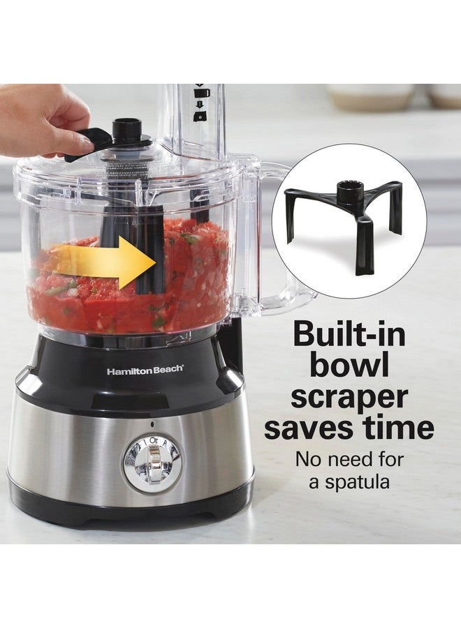 Hamilton Beach Hamilton Beach Food Processor & Vegetable Chopper for Slicing, Shredding, Mincing, and Puree, 10 Cups + Easy Clean Bowl Scraper, Black and Stainless Steel (70730)  - Image 2
