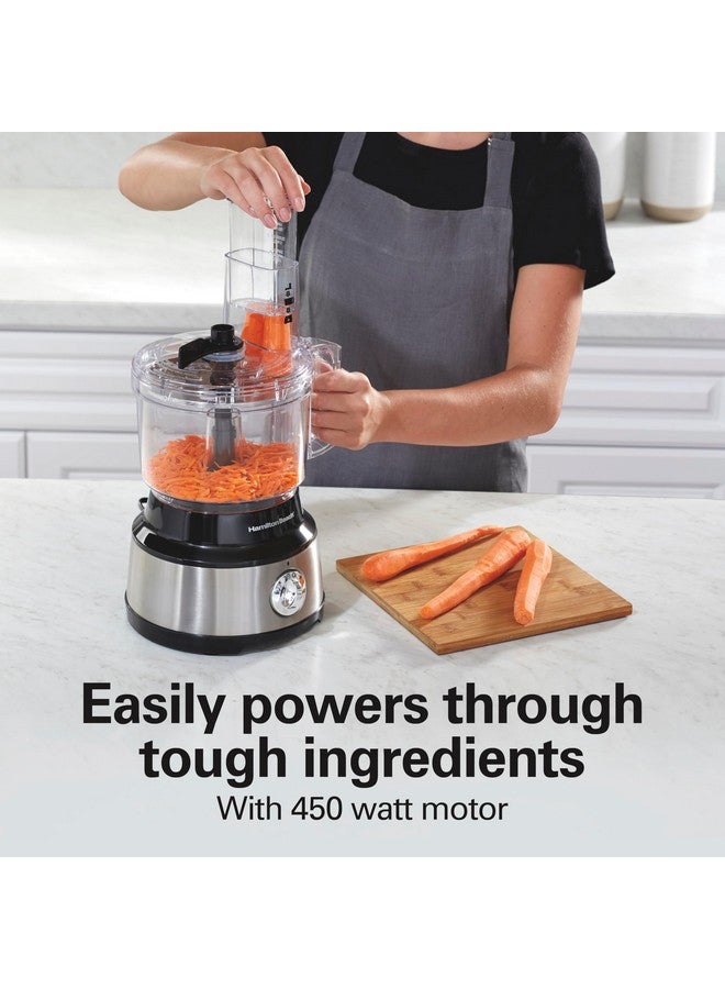 Hamilton Beach Hamilton Beach Food Processor & Vegetable Chopper for Slicing, Shredding, Mincing, and Puree, 10 Cups + Easy Clean Bowl Scraper, Black and Stainless Steel (70730)  - Image 4