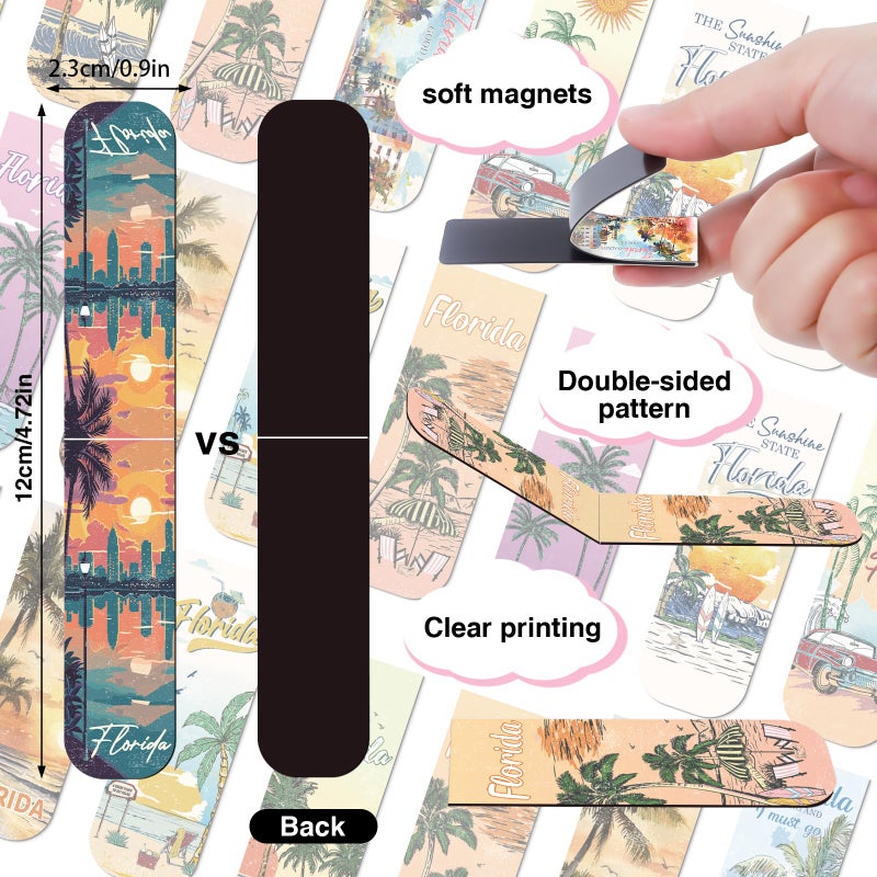 Wxiben Florida Magnetic Bookmark Gifts - 48PCS Traveling City Magnetic Bookmarks USA City Book Marks Page Magnets Marker Clip for Women Book Lovers Traveler Students Teacher Florida Souvenirs Gift - Image 2
